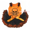 Halloween Orange Baby Pettitop Black Ruffles Orange Bows & Smile Skeleton Print & Black Orange Feather Newborn Pettiskirt NG1795